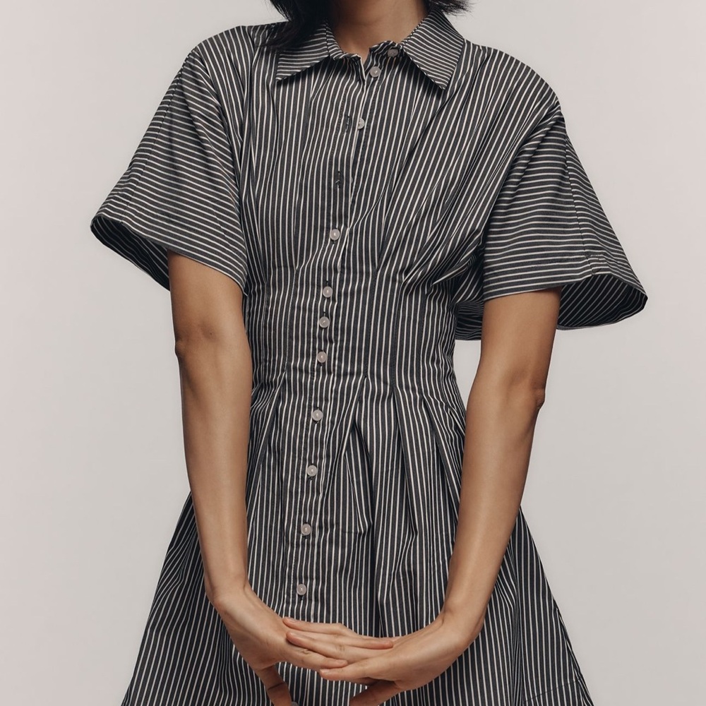 Striped Black and White Button Up Dress